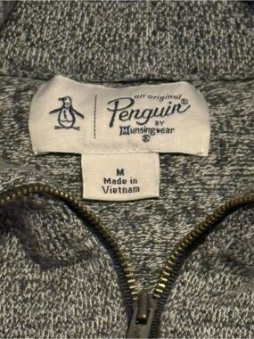 Original Penguin Men's Marled Gray Quarter-Zip Sweater - Size M
